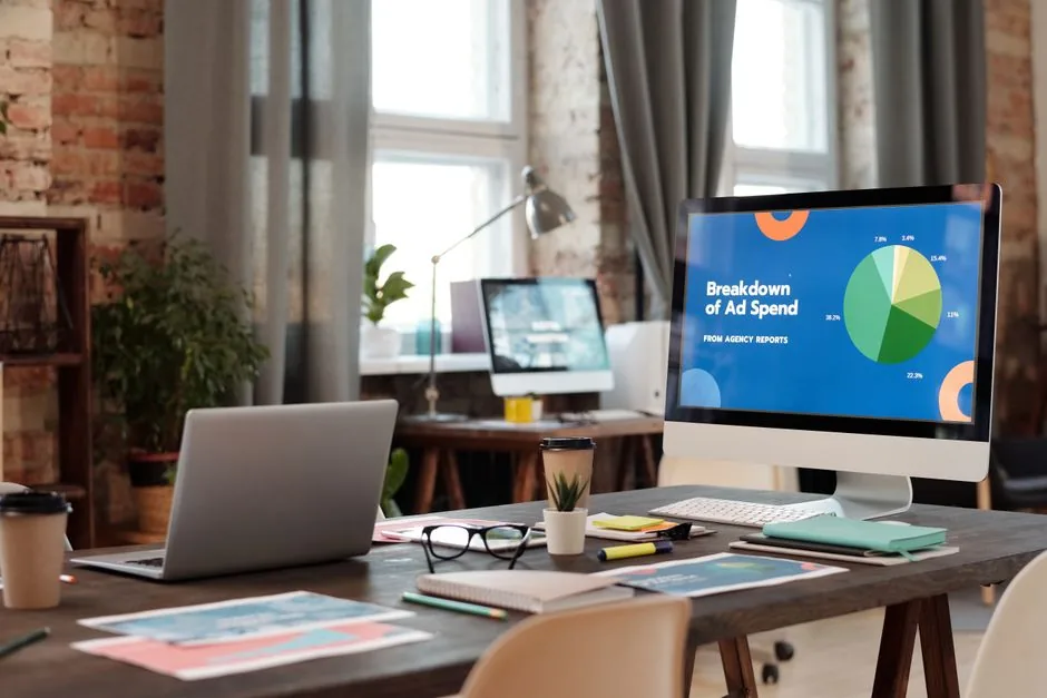 A digital marketer analyzing Amazon display ads CPC metrics on a dashboard to optimize ad spend for e-commerce brands.