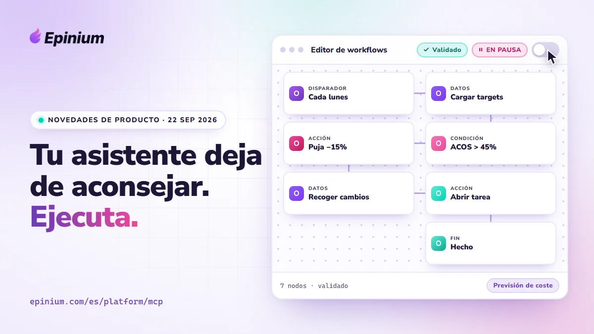 Novedades de producto de Epinium del 22 de septiembre de 2026: el asistente crea un workflow validado y en pausa
