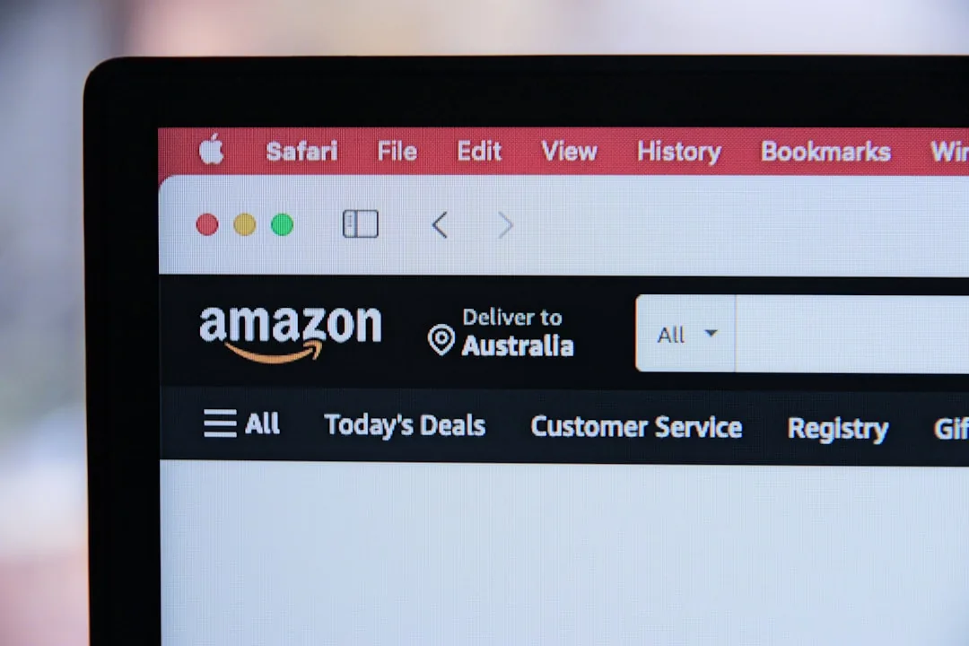 An e-commerce manager analyzing semantic keyword clustering data on a laptop to optimize Amazon product listings for AI search.