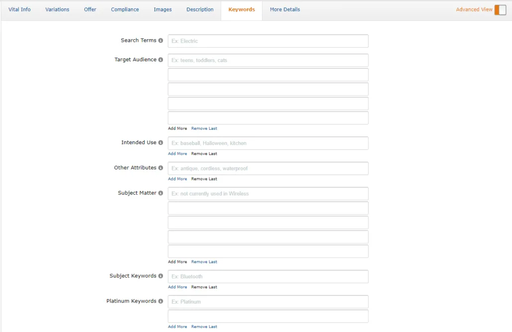 Backend Keywords Amazon