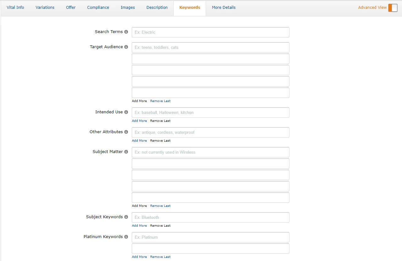 Backend Keywords Amazon