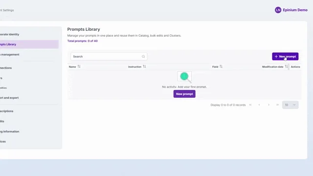 Biblioteca de Prompts Personalizados en Epinium para Retail Media