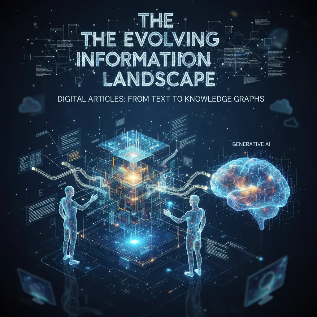 Isometric 3D scene of interconnected, glowing geometric forms, visualizing `optimización de motores generativos` in a digital landscape.